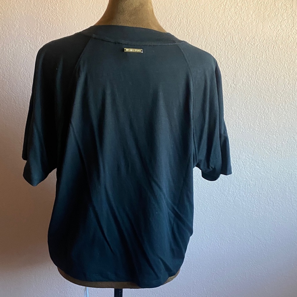 MICHAEL KORS Black Faux Leather Short Sleeve Top - Picture 3 of 9